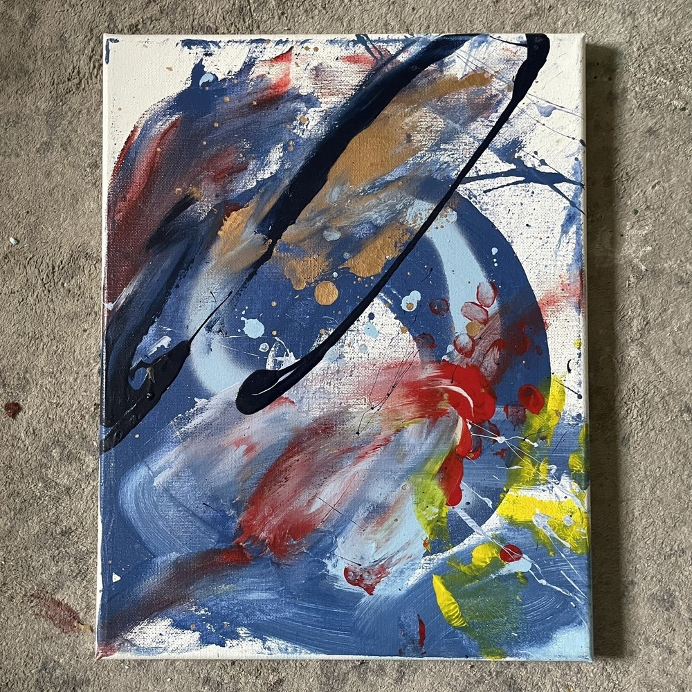 Oman Joy of Living 2 Original Acrylic Abstract Expressionist Painting 11x14